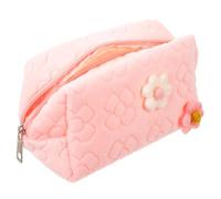 FIXOSHEE Trousse de Maquillage Voyage Petite Taille 100% Coton Couleur Rose Poudré Fermeture Éclair Trousse de Toilette Femme Pratique et Portable Usage Quotidien et Voyage