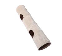 FIXOSHEE Tunnel pour Chat d'Intérieur Beige avec Balle de Jeu Tunnel Droit Souple pour Petits Animaux Aire de Jeux Ludique et Refuge Confortable pour Chats et Chatons
