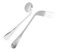 FIXOSHEE Ustensiles Adaptatifs Inox Ergonomiques pour Personnes Âgées Cuillère Angulée et Fourchette Courbée Légères pour Aide Au Repas Set pour Patients et Handicapés