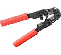 Fixpoint 77124 Pince à sertir pour fiches modulaires, noir-rouge - avec coupe-câble et dénudeur de fils