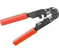 Fixpoint 77138 Pince à sertir pour connecteurs modulaires, noir-rouge - avec coupe-câble et dénudeur de fils