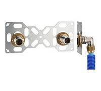 FIXSYSTEM double : kit complet de fixation d'un robinet mural entraxe 150 mm Coudes d'alimentation à compression sur tube PER NOYON & THIEBAULT - Ø 16 mm, sortie mâle 3/4' (20x27) - 3315-16PL1 G