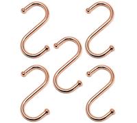 fiXte Lot de 5 crochets en forme de S pour ustensiles, tasses, casseroles, poêles, cuisine, maison, bureau, 75 mm (cuivre)