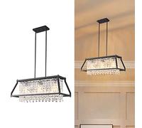 Fixture Farmhouse Chandelier Gold Metal Crystal Pendant Light for Kitchen Island Dining Living Room Flat and Inclined Ceiling