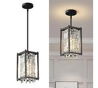 Fixture Farmhouse Chandelier Gold Metal Crystal Pendant Light for Kitchen Island Dining Living Room Flat and Inclined Ceiling