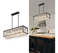 Fixture Farmhouse Chandelier Gold Metal Crystal Pendant Light for Kitchen Island Dining Living Room Flat and Inclined Ceiling