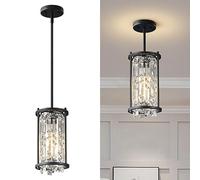 Fixture Farmhouse Chandelier Gold Metal Crystal Pendant Light for Kitchen Island Dining Living Room Flat and Inclined Ceiling