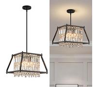 Fixture Farmhouse Chandelier Gold Metal Crystal Pendant Light for Kitchen Island Dining Living Room Flat and Inclined Ceiling
