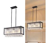 Fixture Farmhouse Chandelier Gold Metal Crystal Pendant Light for Kitchen Island Dining Living Room Flat and Inclined Ceiling