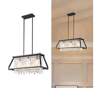 Fixture Farmhouse Chandelier Gold Metal Crystal Pendant Light for Kitchen Island Dining Living Room Flat and Inclined Ceiling