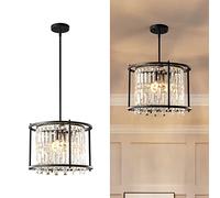 Fixture Farmhouse Chandelier Gold Metal Crystal Pendant Light for Kitchen Island Dining Living Room Flat and Inclined Ceiling