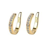 Fixura Ear Clips, Ear Cuff Earrings for Women, Sparkling Cubic Zirconia Huggie Cuff, Adjustable Fake Earrings (Gold-1 Pair)