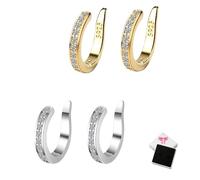 Fixura Ear Clips, Zafiller Ear Clip, Non Pierced Clip On Lightweight Fake Earrings, Ear Cuff No Piercing, Pierceless Ear Cuff Earrings for Work, Play, Or Everyday (Argent + Or (deux paires))