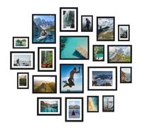 Fixwal Lot de 20 cadres photo assortis pour décoration murale de galerie, à suspendre ou à poser sur une table, cadres photo de famille de 20,3 x 25,4 cm, 12,7 x 17,8 cm, 10,2 x 15,2 cm, noir