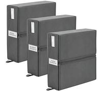 Fixwal Lot de 3 bacs de rangement pliables en tissu robuste avec fermeture éclair pour ensemble de draps ou housse de couette (lit double, grand lit), gris