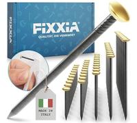 FIXXIA Lot de 50 clous pour tableau avec aide à l'impact - Diamètre : 2 mm - Noir - Avec tête décorative dorée de 6 mm de diamètre - 20, 25, 30, 40, 50 mm - Clous en acier pour photos (25mm)