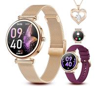 FIYAPOO Montre Connectée Femme,Écran Tactile HD de 1,3 Pouces Étanche IP68,avec Appel Bluetooth Sport Smartwatch Podometre Cardiofrequencemetre Oxymetre Trackers d'Activité pour Android iOS Cadeau
