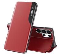 Fiyer Coque pour Samsung Galaxy S26 Ultra 5G Cuir Clear View Fine Flip Étui à Rabat Housse Galaxy S26 Ultra Coque 360 Antichoc Anti-Rayure Béquille Support Coqu pour Samsung S26 Ultra Case (Rouge)
