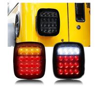 FIYFIOW Feux Arrière 2 Pièces Voiture LED Feux Arrière Coque Fumée 16LED Feu Arrière Stop Feu Arrière Clignotants Pour Jeep Pour Wrangler YJ TJ CJ Frein Arrière(With turn signal)