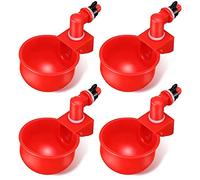 FIYSON 2/4/8/10pc Automatiques Supplies Abreuvoir Poules Tasses à Bol Bol en Plastique, Volailles Distributeurs D'eau Automatique de L'eau Potable Tasses pour Poussins Cailles Canards Bird (4PC)