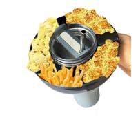 FIYSON Bol à collation pour Stanley Cup 100 ml, anneau à collation en silicone, plateau à collation, assiettes à collation réutilisables, couvercle pour bonbons, entrées, noix (4 compartiments, noir)