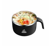 FIYSON Bol à Nouilles Instantanées en Acier Inoxydable 900-1300 ml - Bento Box Portable Anti-fuite - Bol à Riz, Soupe et Nourriture Avec Couvercle (900ml)