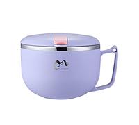 FIYSON Bol Ramen Instantanées,Bol à Nouilles Acier Inoxydable,Double Isolé Scellé Boîte à Lunch avec Couvercle et Cuillère Pliante,Bol à Soupe,Bols à pâtes,Bols à Dessert,Bol à Salade (Violet,1200ml)