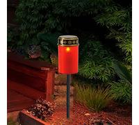 FIYSON Bougie funéraire LED solaire - 7 cm x 24,5 cm - Étanche IP44 - Sans flamme - Avec piquet - Fonctionne à l'énergie solaire - Bougie funéraire - Bougie funéraire - Lanterne funéraire