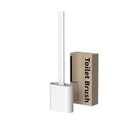 FIYSON Brosse WC Silicone Plate- Brosse Toilette et Supports, Anti-goutte, Antibactérienne, Balayette WC Ventilée, Séchage Rapide sans Odeur, Balai WC Montage Mural/au Sol, Salle de Bain et WC (Blanc)