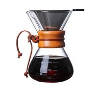 FIYSON Cafetière pour-over, cafetière à filtre en verre borosilicate et filtre en acier inoxydable café filtre manuel pour machine à café, cafetière manuelle, préparateur de café,400ml