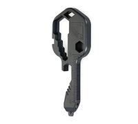 FIYSON Outil de poche multifonction 24 en 1 en acier inoxydable en forme de clé, Outils de Tournevis Porte-Clés, outil multifonction d'extérieur pour décapsuleur, décapage, pour camping (noir)