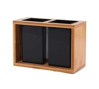 FIYSON Porte-Couverts en Bois avec 2compartiments pour Ustensiles de Cuisine Rustique,Cuillère à Couteau,Spatule, Baguettes.Range Couvert Vertical, Organisateur de Support pour Cuisine (style2)
