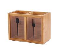 FIYSON Porte-Couverts en Bois avec 2compartiments pour Ustensiles de Cuisine Rustique,Cuillère à Couteau,Spatule, Baguettes.Range Couvert Vertical, Organisateur de Support pour Cuisine (style3)