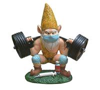 FIYSON Sculpture de GNOME en Exercice Sculpture en résine d'un GNOME soulevant Un haltère Nain de Jardin Humour Exterieur Figurine pour la décoration de Table de Cour, de pelouse et d'intérieur