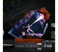 FIYSON Veilleuse 3D océan en résine époxy - Figurines Harry Potter - Ornements avec base en bois - Lampe de chevet avec câble USB et télécommande 16 couleurs - Lampe de nuit LED multicolore