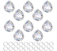 Fizdoqg Lot de 30 Boules de Prisme en Cristal à Suspendre, Clair pour Décoration de Maison, Jardin, Mariage (10 Boules en Verre, 20 Anneaux)