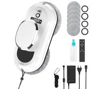 Fizuuye Robot Nettoyeur Vitre, 5600Pa Robot Laveur de Vitre Automatique, Robot Lave Vitre avec Télécommande, Système de Sécurité, Navigation Intelligente, 3 Modes de Nettoyage, 10 Chiffons