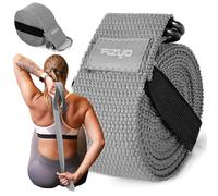 Fizyo Ceinture de yoga de 240 cm - Sangle réglable en coton - Sangle avec boucle en D en métal pour Pilates, Fitnessu, Stretching - Idéal pour débutants et avancés, gris