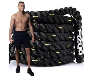Fizyo Corde de Bataille Corde d'entraînement avec Embouts enduits pour entraînement de Force, d'endurance et de Coordination, Corde de vol Professionnelle pour l'exercice, (9m)