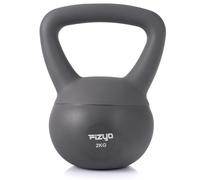 FIZYO Kettlebell Souple PVC avec Sable de Fer - Poignée Antidérapante, Poids pour Musculation, Fitness et Cardio, Entraînement à Domicile, Squats, Swing, Renforcement Musculaire, Gris, 2 kg