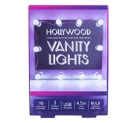 Fizz Creations Hollywood Vanity Guirlande lumineuse 10 ampoules à intensité variable Alimentation USB Longueur totale 4,5 m 3 modes de couleur Miroir Hollywood avec lumières Miroir de courtoisie