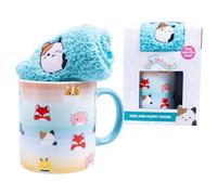Fizz Creations Squishmallows Mug et chaussettes moelleuses Contenance 330 ml et chaussettes antidérapantes Cam The Cat Taille 37 à 40. Produit sous licence officielle Squishmallows.