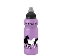 Fizzii Bouteille d'eau pour enfants et loisirs 500 ml, motif cheval, couleur lilas (étanche à l'acide carbonique, sans substances nocives, passe au lave-vaisselle)