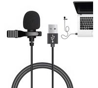 Fizzpick Microphone lavalier USB pour PC et ordinateur portable - Microphone à condensateur omnidirectionnel à clipser avec câble de 1,5 m, Plug & Play pour Windows, MacOS, Linux, Gaming, Podcast