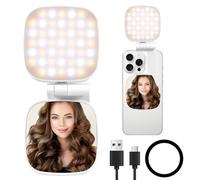 Fizzyo Lumiere Magnétique Selfie, 3-en-1 Lampe Annulaire Magnétique Compatible avec MagSafe iPhone, CRI95 360° LED Selfie Light avec Support/Miroir, pour iPhone/Android, pour selfies, visioconférences