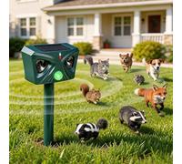 Fizzyo Répulsif Chat Ultrason, Répulsif Chat Extérieur Jardin avec Chargement Solaire et USB, 5 Modes, Flash LED, Capteur de Mouvement PIR, Étanche Répulsif Animaux pour Chats Chiens Renards Martres