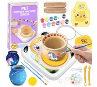 Fizzyo Roue de Poterie pour Enfants, Jouet Tour de Potier Électrique avec Pédale, Kit Complet de Peinture de Poterie pour Enfants de 6 à 12 Ans avec 2 Argile pour Poterie, Outils, Tablier, Couleurs