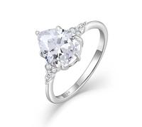 FJ Bague de Fiançailles Argent Sterling 925 Bague de Promesse Anniversaire Mariage Bijoux de pour Femme Taille 50