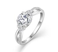 FJ Bague de Fiançailles Argent Sterling 925 Bague de Promesse Bijoux de Anniversaire Mariage de pour Femme Taille 52