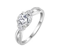 FJ Bague de Fiançailles Argent Sterling 925 Bague de Promesse Bijoux de Anniversaire Mariage de pour Femme Taille 62